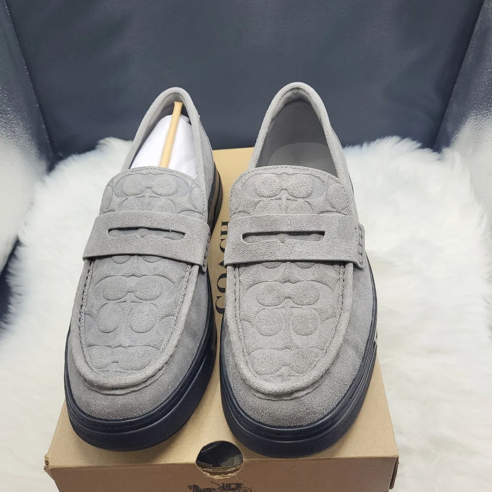 Coach Men's Gray Suede Loafers - Picture 8 of 9